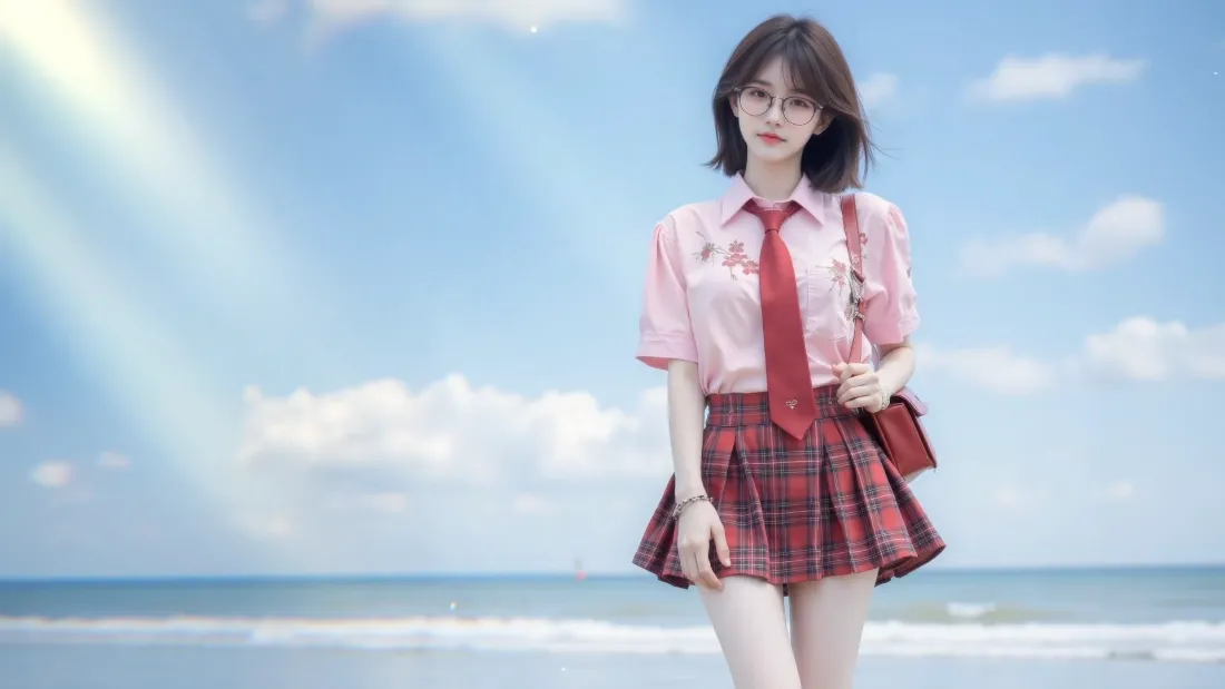 2kJK少女壁纸｜海滩阳光背景图片 - 清新写真「哲风壁纸」