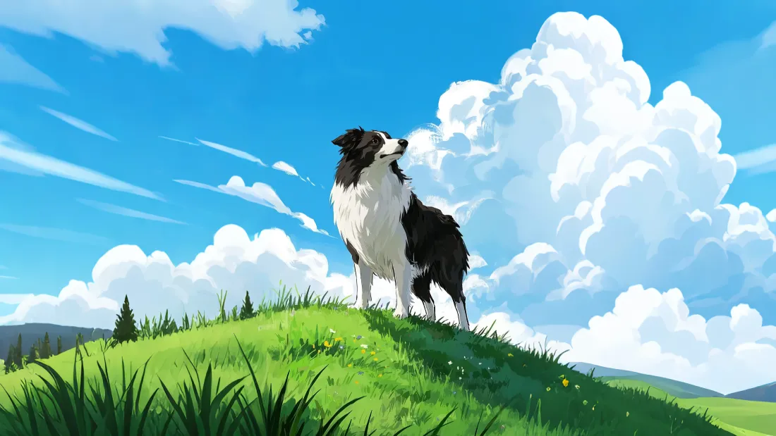 4k草原壁纸｜牧羊犬背景图片 - 守护「哲风壁纸」