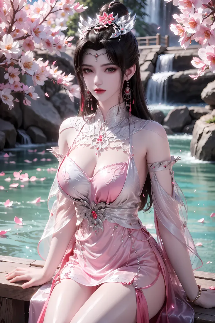 仙逆国漫手机壁纸｜古风美人背景图片 - 樱花瀑布「哲风壁纸」