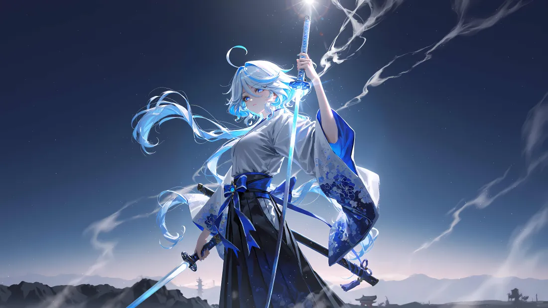 4k(原神芙宁娜壁纸｜长剑武士刀背景图片 - 飒爽)「哲风壁纸」