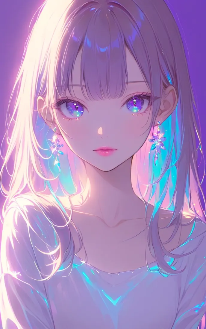 幻色瞳少女手机壁纸｜炫彩光影背景图片 - 动漫插画「哲风壁纸」