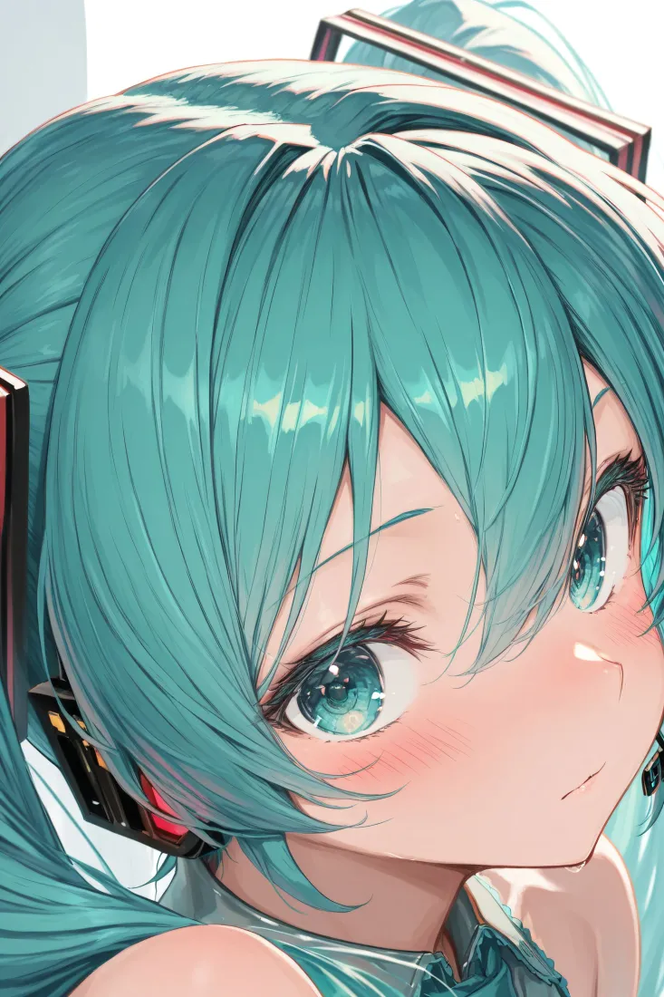 (初音未来手机壁纸｜害羞萌音背景图片 - 蓝发少女)「哲风壁纸」
