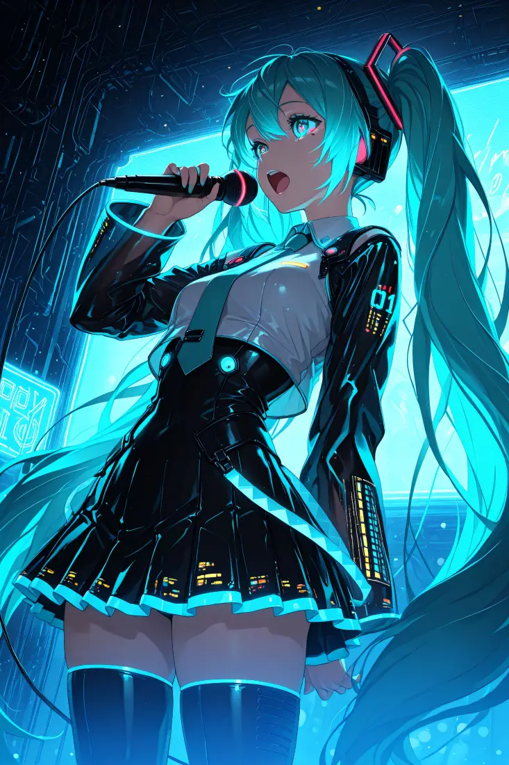 初音手机壁纸｜猫元素背景图片 - 电音少女「哲风壁纸」