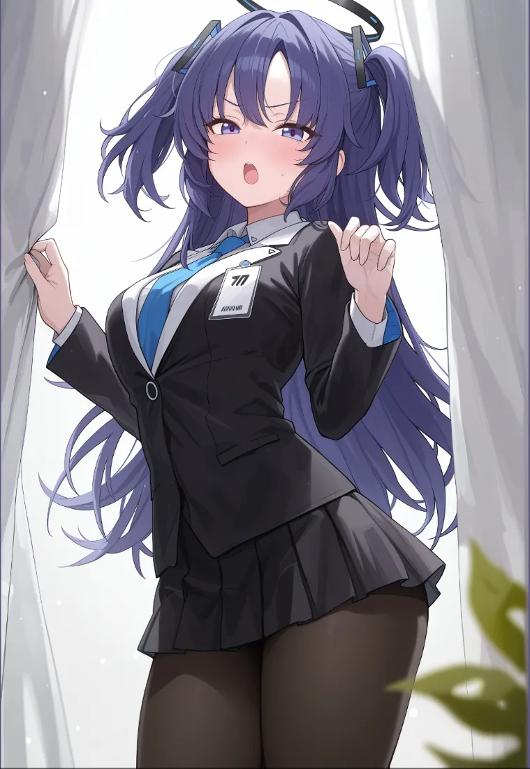 (紫发少女手机壁纸｜制服美腿背景图片 - 动漫)「哲风壁纸」