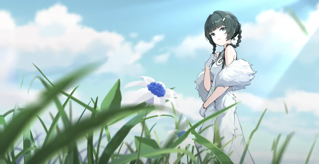 5k清新少女壁纸｜草坪背景图片 - 夏日漫步「哲风壁纸」