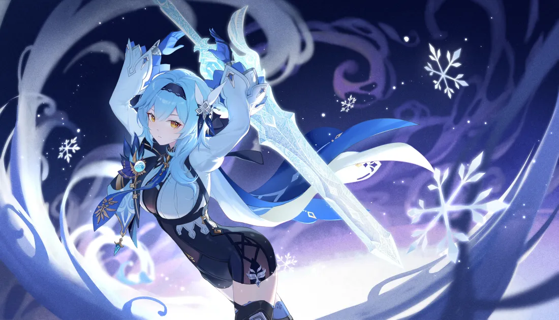 5k冰剑少女壁纸｜雪花特效背景图 - 冰晶战姬「哲风壁纸」