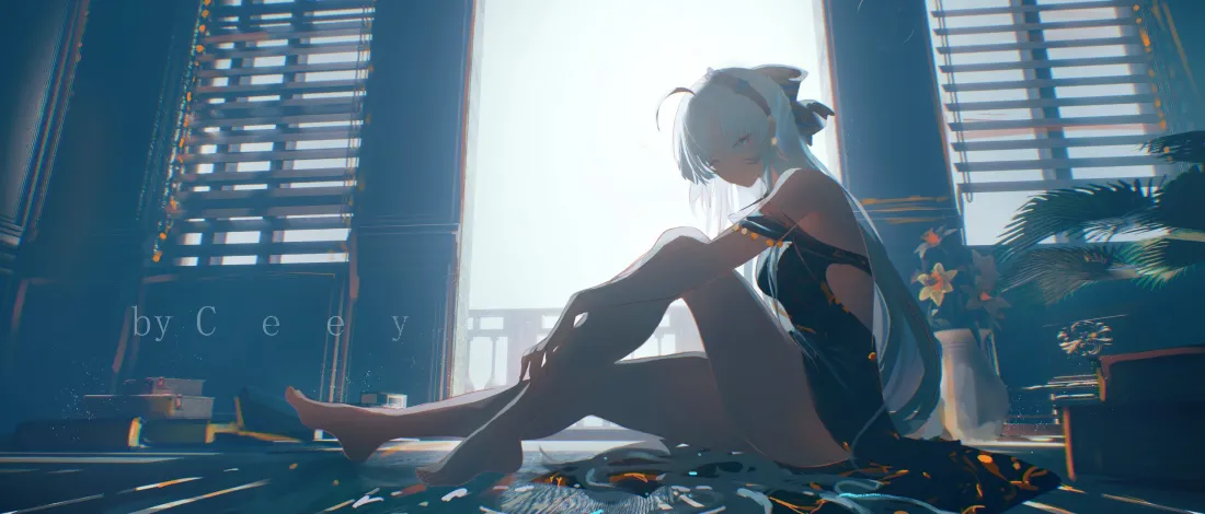 3k白毛少女壁纸｜赛博房间背景图片 - 科幻场景「哲风壁纸」