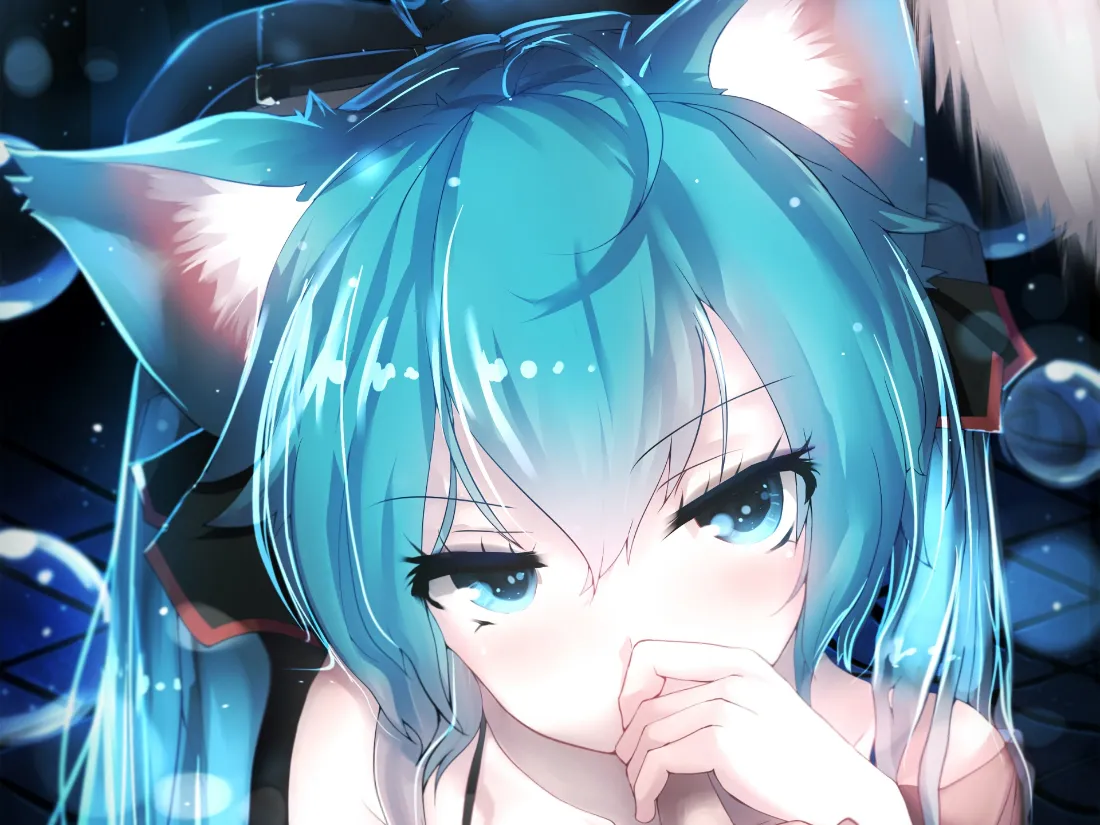 2k初音未来壁纸｜猫耳蓝发背景图片 - 动漫少女「哲风壁纸」