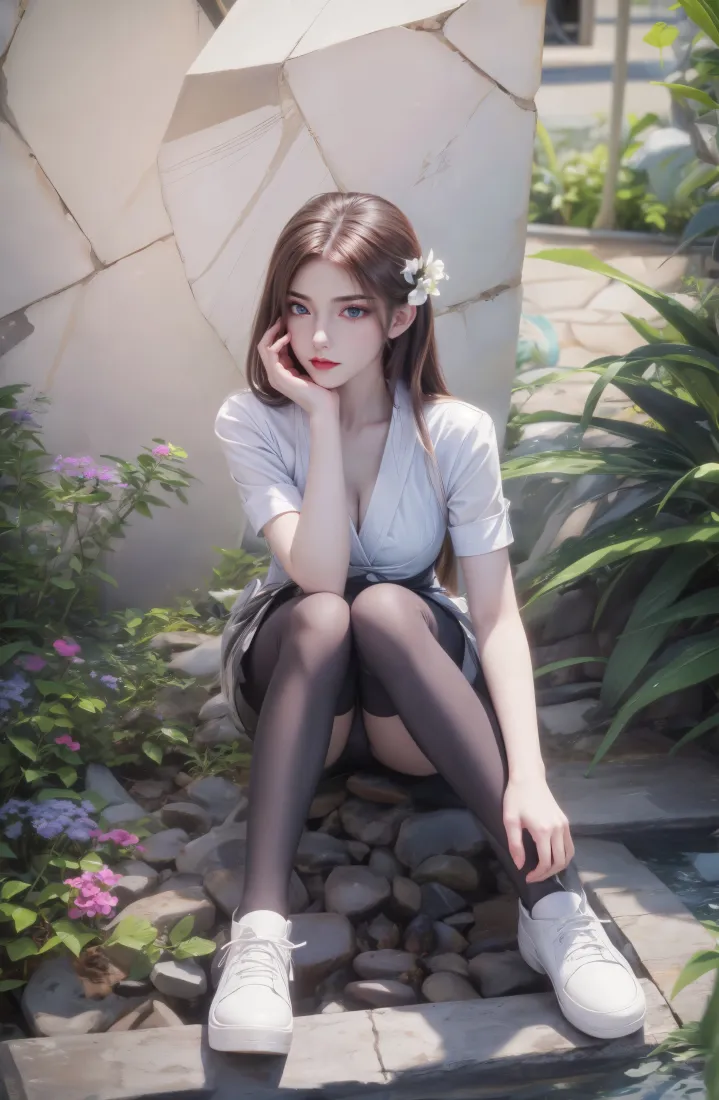 校服女孩手机壁纸｜绿色植物背景图片 - 日系风格「哲风壁纸」