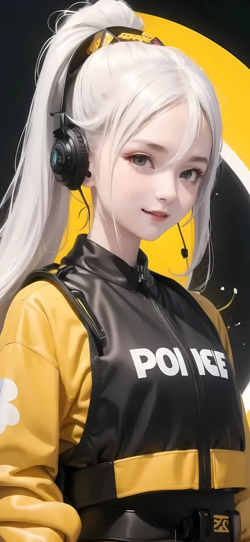 白发美女手机壁纸｜黄黑赛车服背景图片 - 动漫「哲风壁纸」