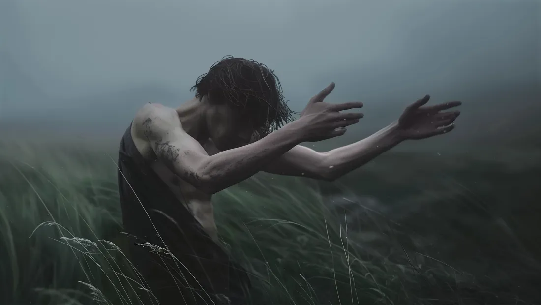 2k雨中孤独壁纸｜草地背景图片 - 阴天「哲风壁纸」