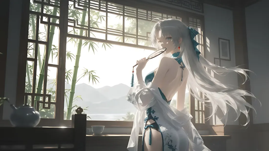 3k银发少女壁纸｜古风背景图片 - 和服「哲风壁纸」