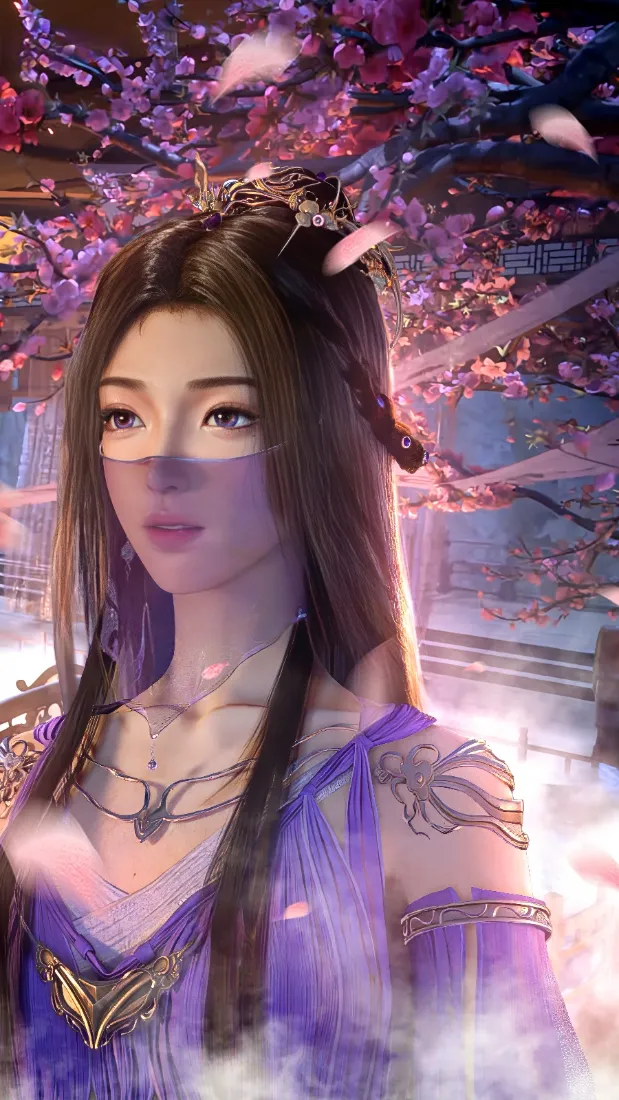 紫灵仙子手机壁纸｜樱花背景图片 - 凡人修仙传「哲风壁纸」