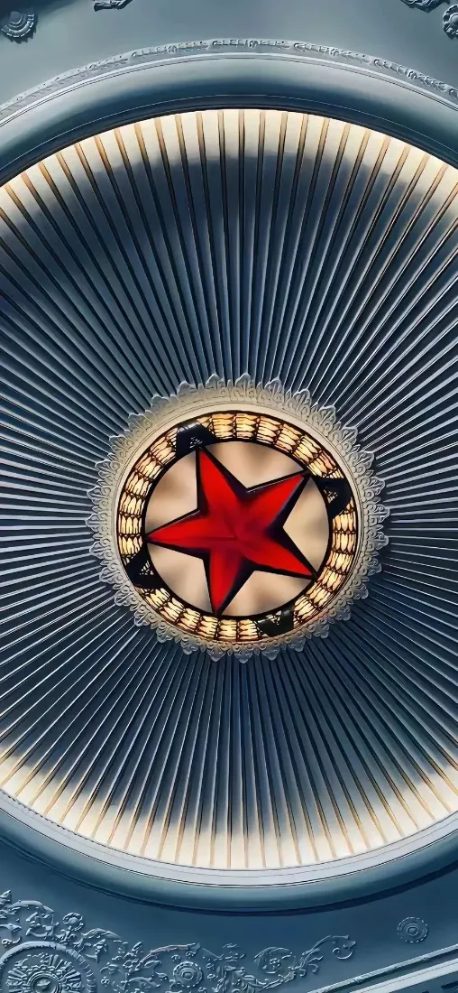 红色五角星手机壁纸｜徽章背景图片 - 放射线条「哲风壁纸」