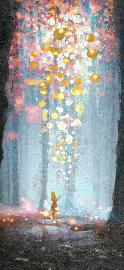 小王子森林光斑手机壁纸｜手绘风插画背景 - 梦幻童话「哲风壁纸」