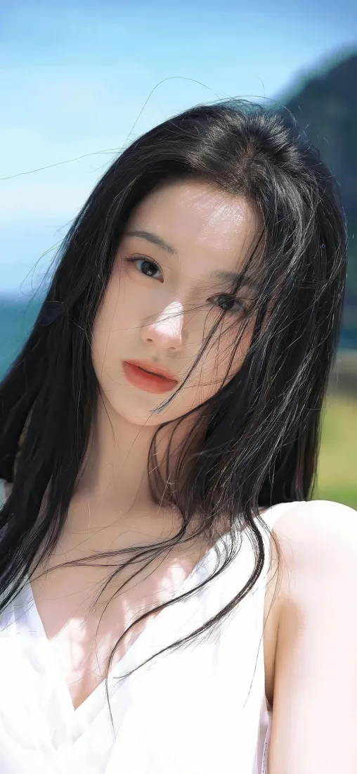 白衣美女手机壁纸｜海边背景图片 - 清新「哲风壁纸」