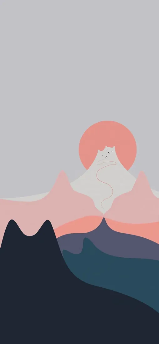 简约山日手机壁纸｜抽象风景图片 - 渐变插画「哲风壁纸」