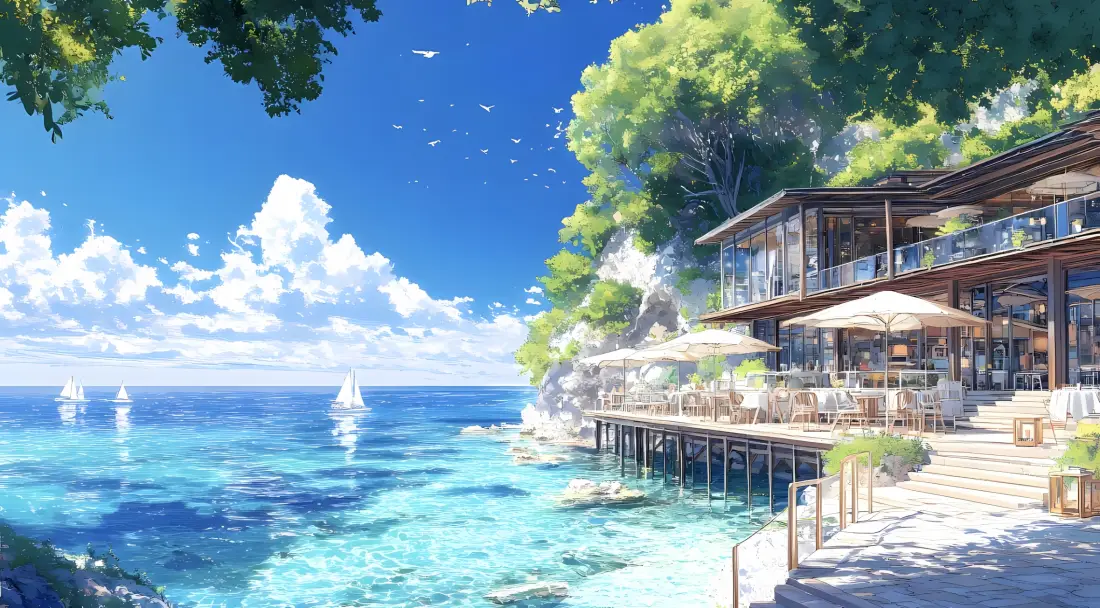 2k海边房屋壁纸｜海景背景图片 - 治愈系「哲风壁纸」