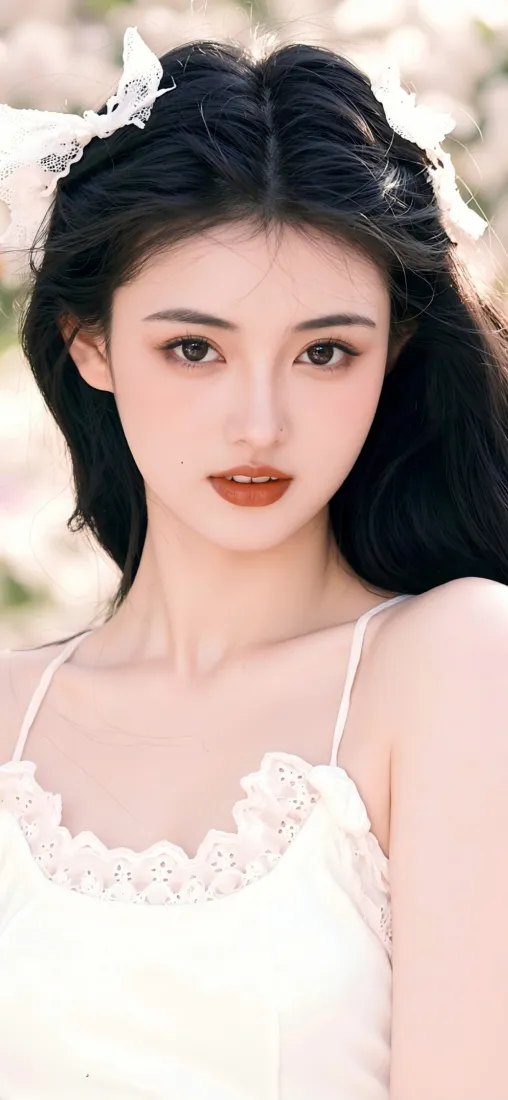 白衣美女手机壁纸｜纯白背景图片 - 清新花饰「哲风壁纸」
