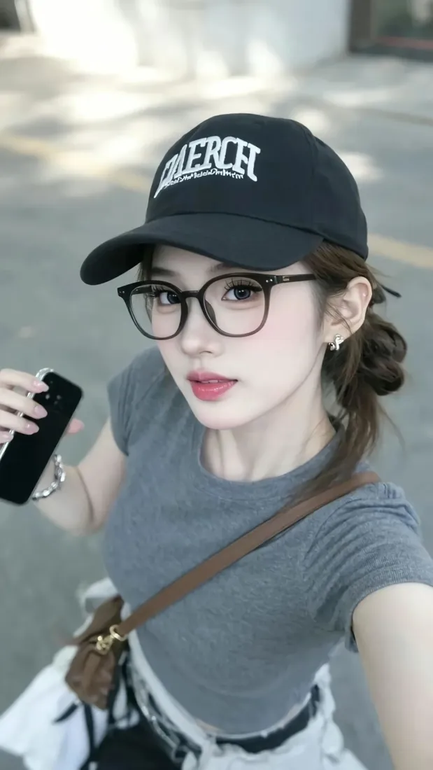 黑帽眼镜女生手机壁纸｜自拍背景 - 4K手机「哲风壁纸」