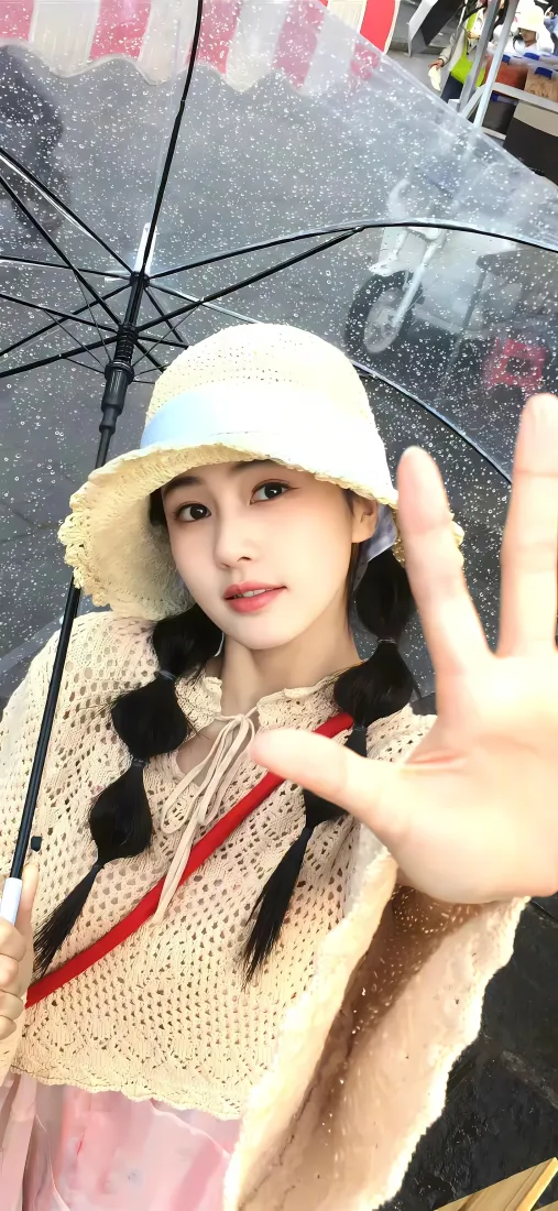 白鹿草帽手机壁纸｜街景雨伞背景图片 - 麻花辫「哲风壁纸」