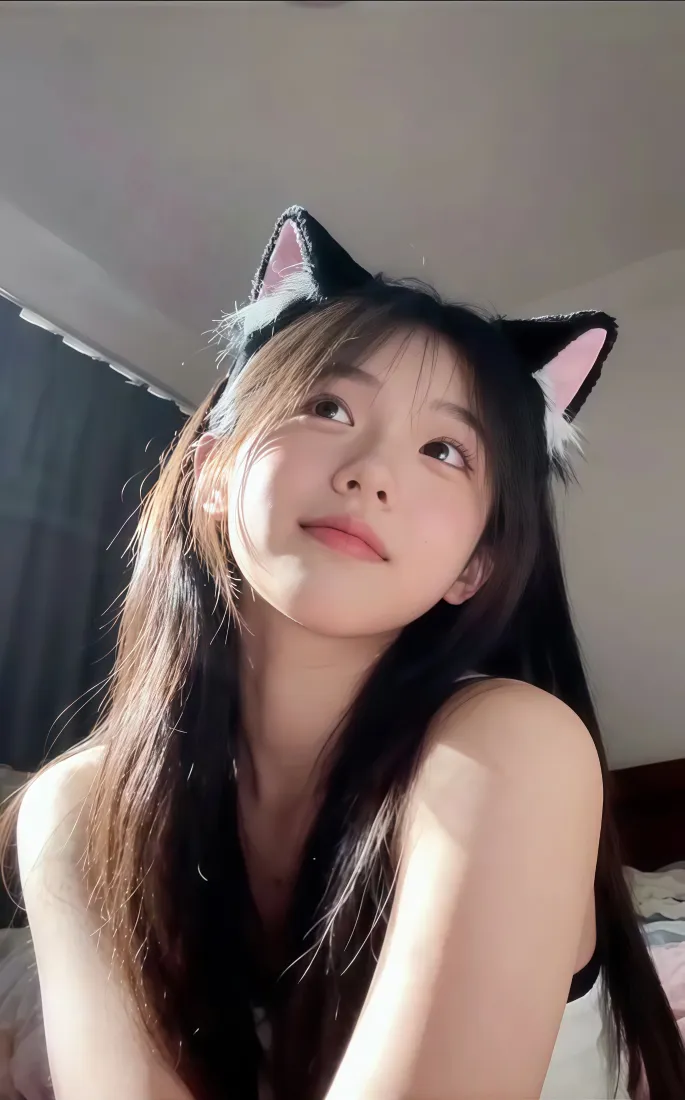 猫耳女友手机壁纸｜卧室背景 - 可爱长发「哲风壁纸」