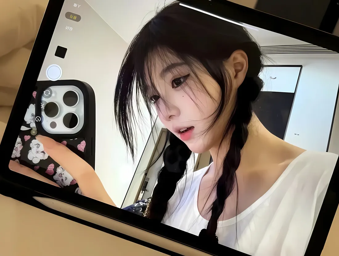 2k麻花辫美女壁纸｜自拍背景图 - 白衣甜妹「哲风壁纸」
