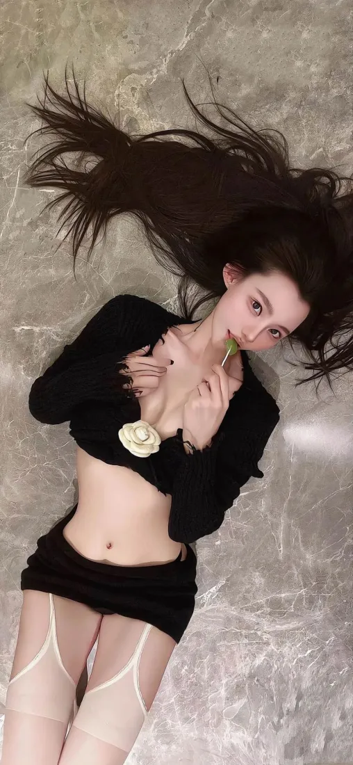 黑衣美女手机壁纸｜性感背景图片 - 白色丝袜「哲风壁纸」