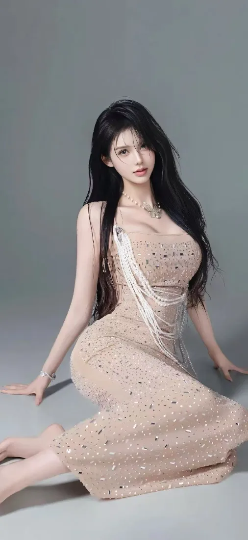 长裙美女手机壁纸｜灰色背景 - 气质美女「哲风壁纸」