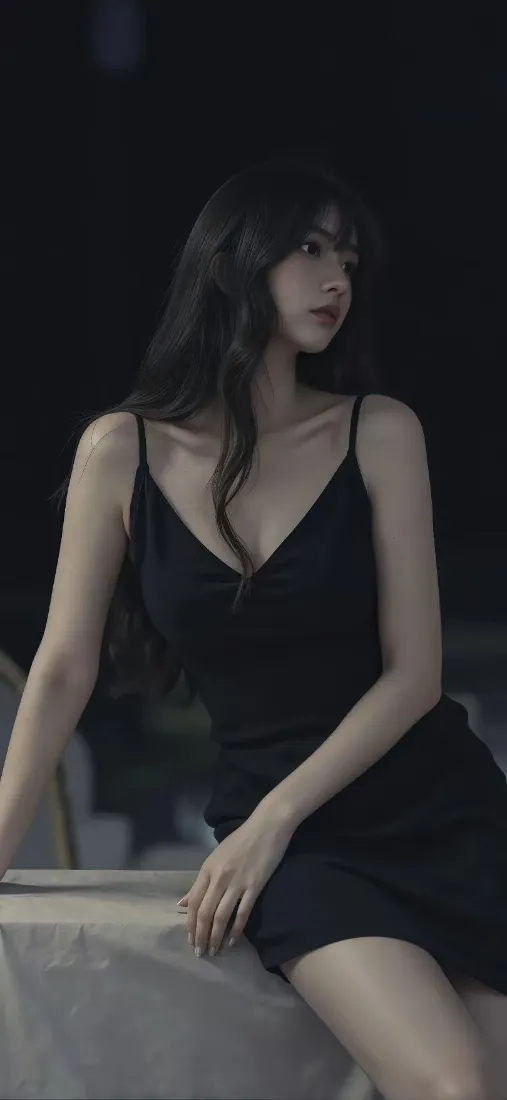 黑衣美女手机壁纸｜暗调背景图片 - Ios「哲风壁纸」