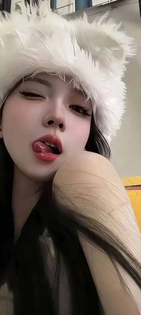 猫耳帽美女手机壁纸｜俏皮背景图片 - 长发妆容「哲风壁纸」