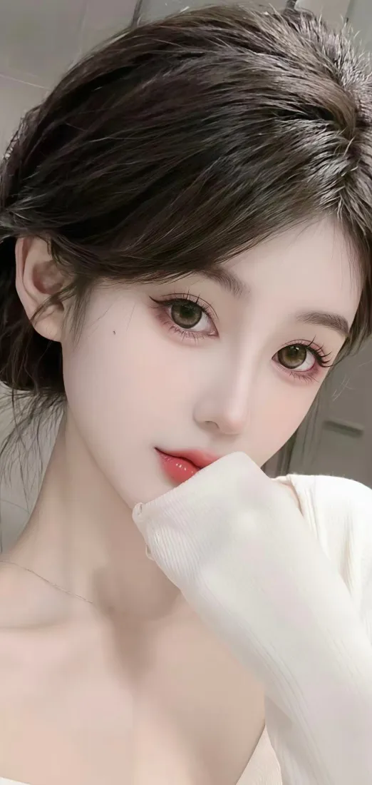 白衣美女手机壁纸｜清新背景 - 红唇Ios「哲风壁纸」