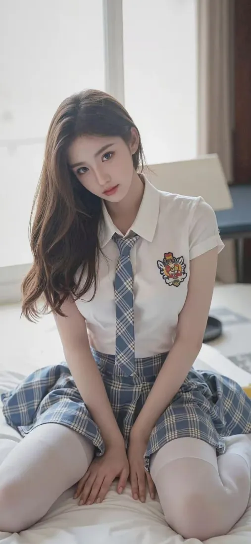 校服美女手机壁纸｜室内背景 - 白丝「哲风壁纸」
