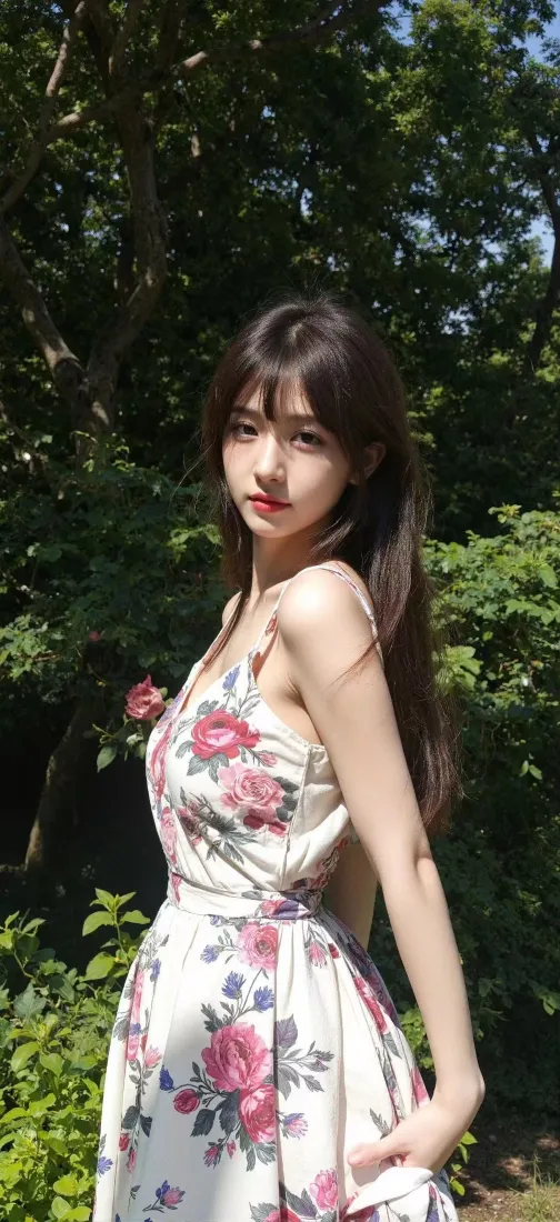 碎花裙美女手机壁纸｜自然背景 - 户外「哲风壁纸」