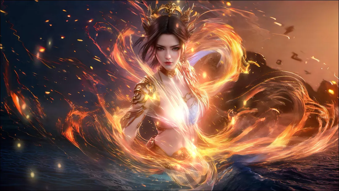 2k美杜莎女王壁纸｜斗破苍穹背景图片 - 火焰环绕「哲风壁纸」