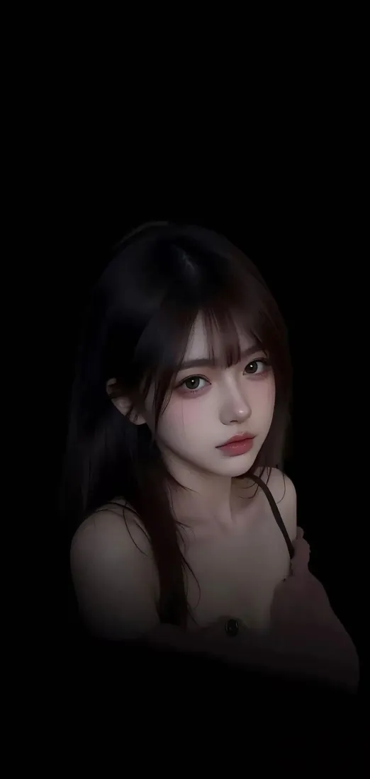 美女手机壁纸｜暗色背景图片 - 黑发美女「哲风壁纸」