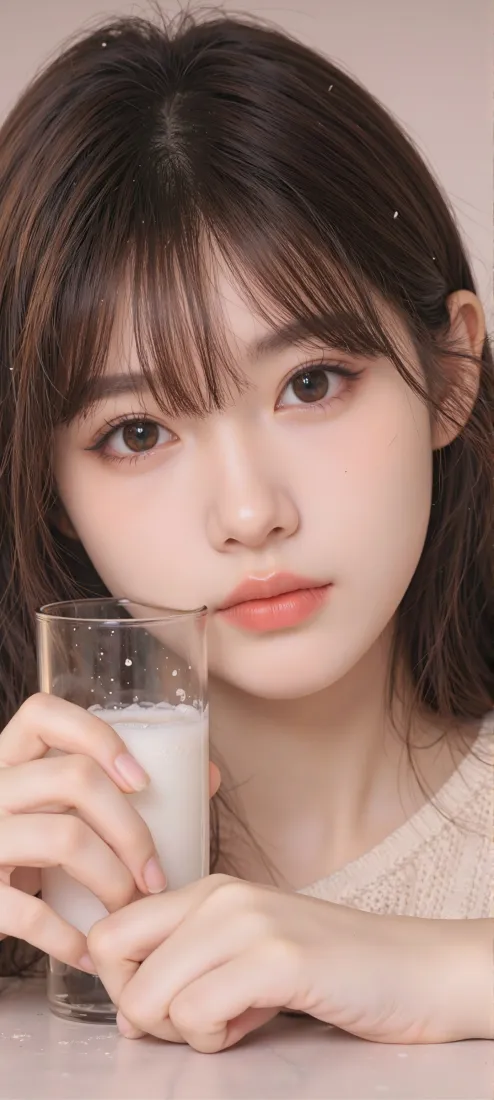 美女手机壁纸｜浅柔背景图片 - 牛奶杯「哲风壁纸」