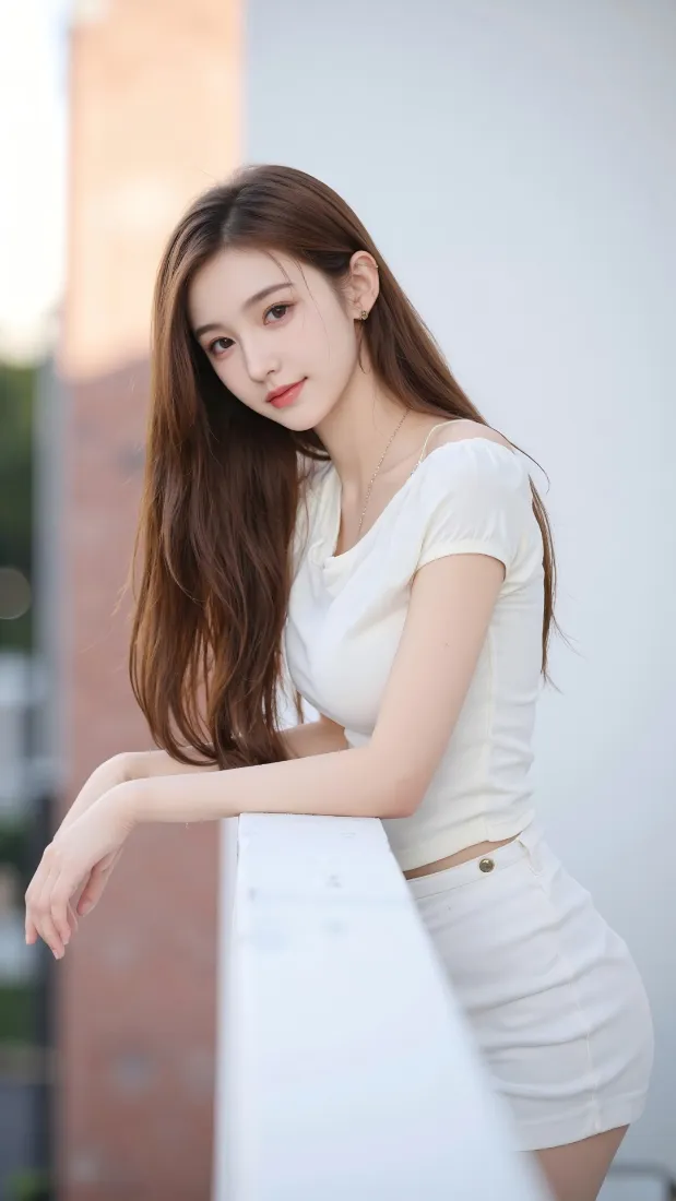 白衣美女Ios手机壁纸｜户外背景 - 清新「哲风壁纸」
