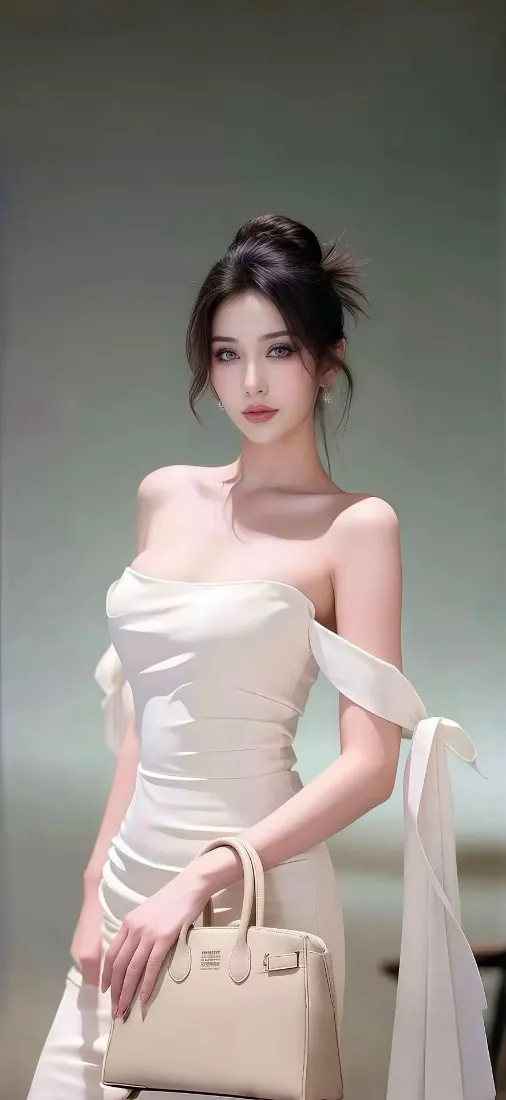 白衣美女手机壁纸｜简约背景 - 时尚优雅「哲风壁纸」