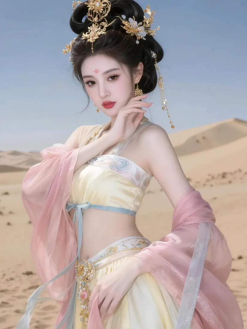 古风美女手机壁纸｜沙漠背景图片 - 汉服美人「哲风壁纸」