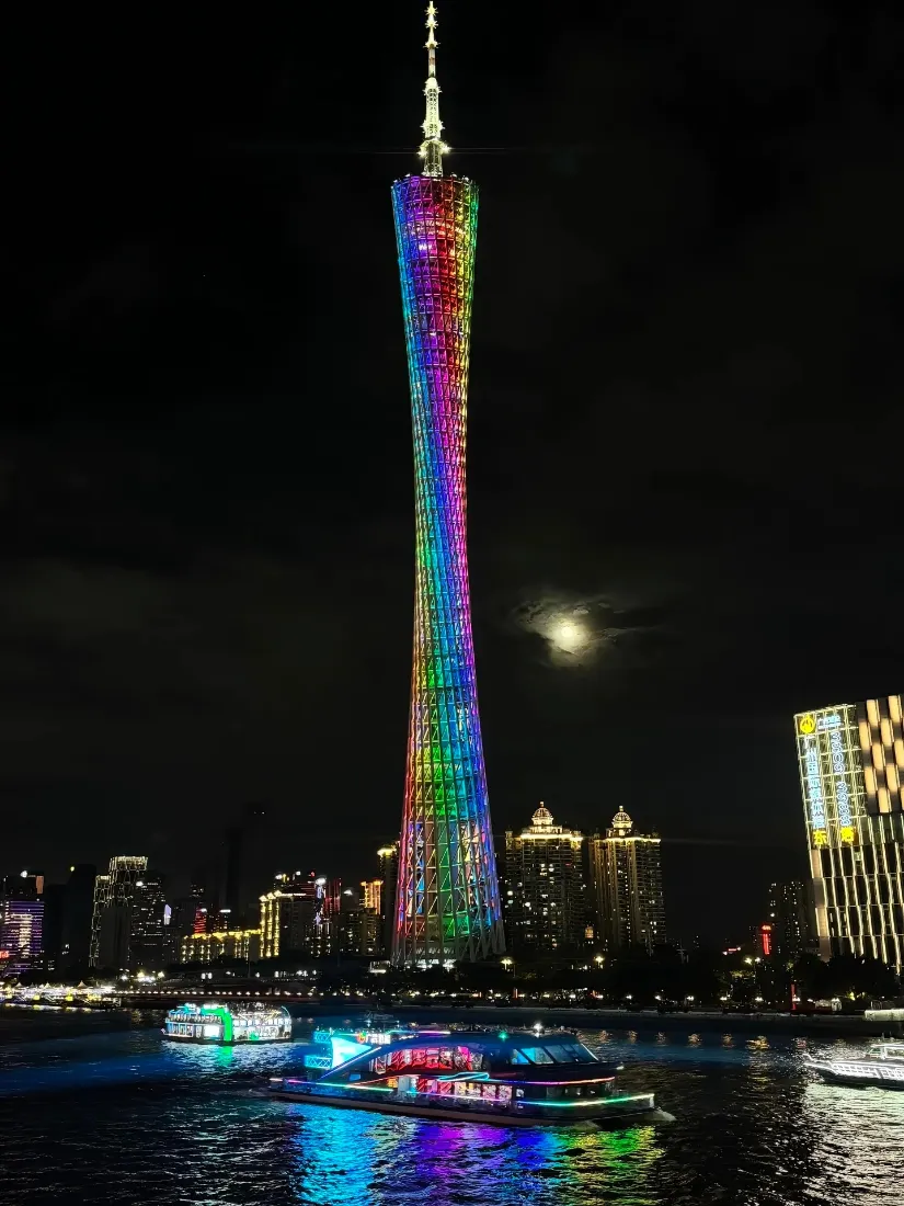 广州塔手机壁纸｜城市夜景背景图片 - 珠江游船「哲风壁纸」