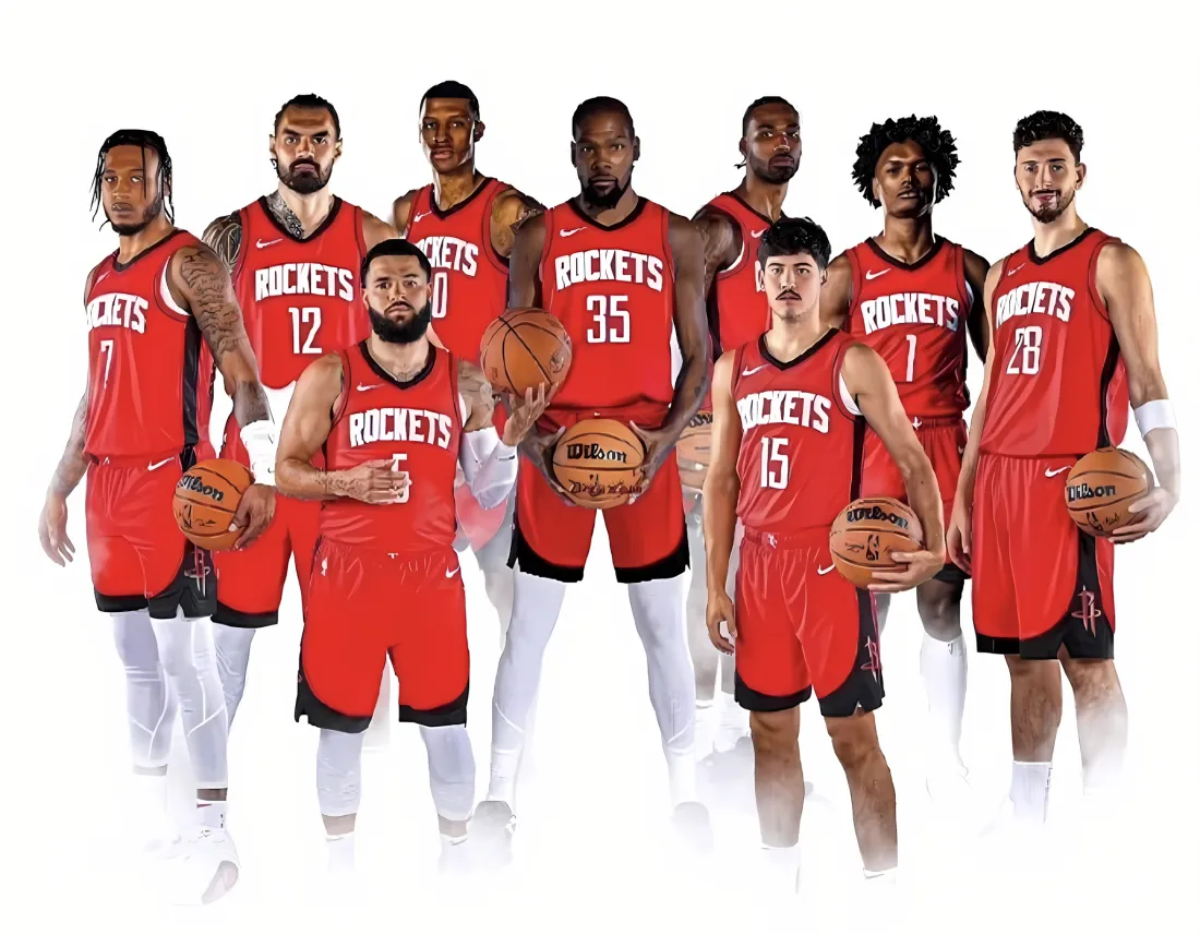 2k休斯顿火箭队壁纸｜红色队服背景图片 - NBA球队合照「哲风壁纸」