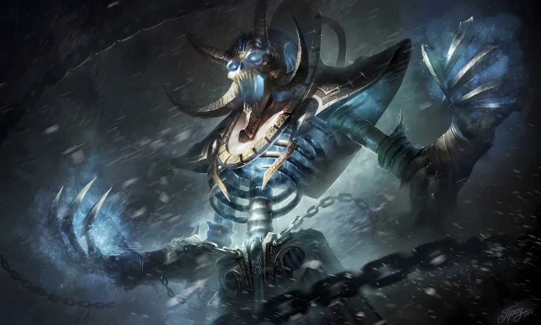 2k魔兽世界骷髅壁纸｜铁链背景图片 - 暗黑风格「哲风壁纸」