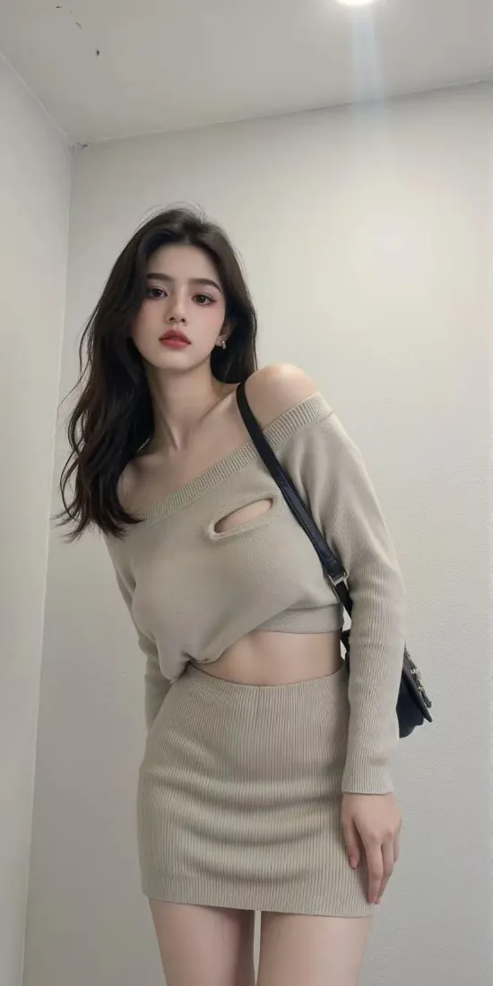 美女手机壁纸｜室内背景图片 - 时尚穿搭套装「哲风壁纸」