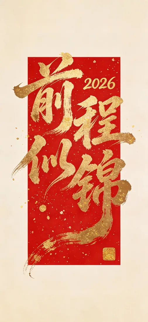 前程似锦2026手机壁纸｜红色烫金背景 - 新年「哲风壁纸」