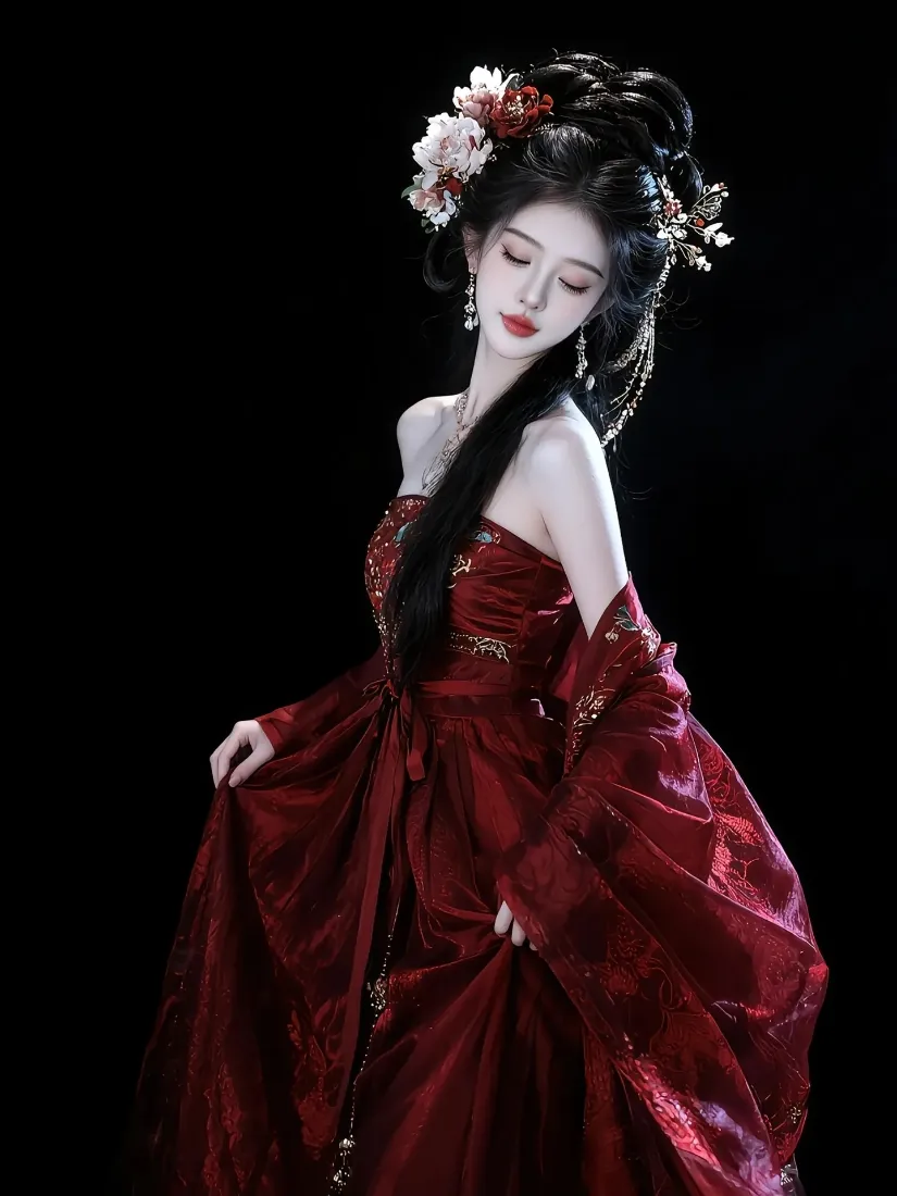 红衣古装美女手机壁纸｜古风背景图片 - 华丽汉服「哲风壁纸」