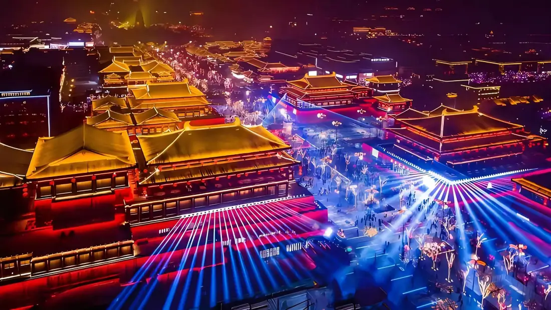 3k大唐不夜城壁纸｜西安背景图片 - 繁华夜景灯光秀「哲风壁纸」