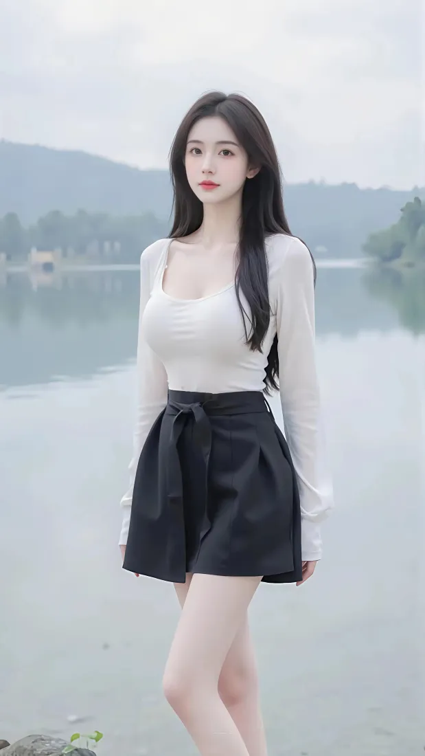 美女手机壁纸｜山水背景图片 - 自然风景穿搭「哲风壁纸」