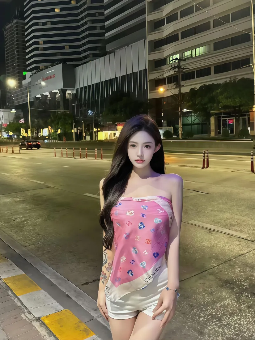 都市夜景美女手机壁纸｜城市街道背景 - 时尚穿搭「哲风壁纸」