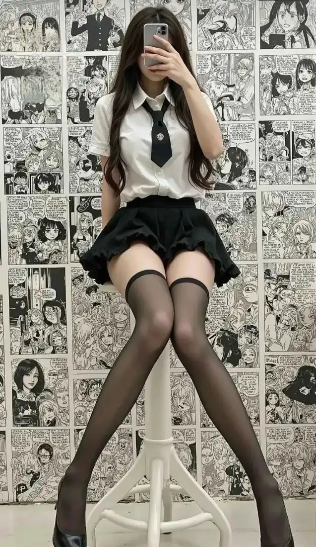JK制服美女手机壁纸｜漫画背景图片 - 黑丝自拍「哲风壁纸」